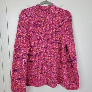 GAP Vibrant Pink Multicolor Turtleneck Sweater